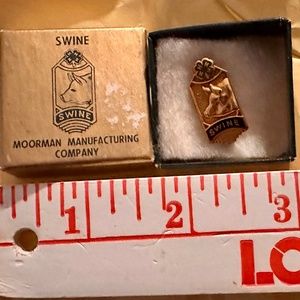 Vintage 1967 4-H Swine County Honor Award Lapel Pin Moormans gold w blue green